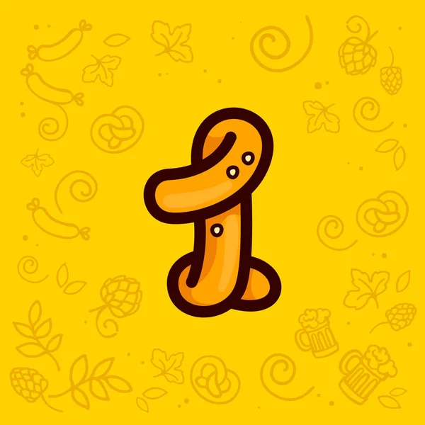 Logotipo Número Uno Pretzel Dibujado Mano Con Patrón Oktoberfest Fondo — Archivo Imágenes Vectoriales