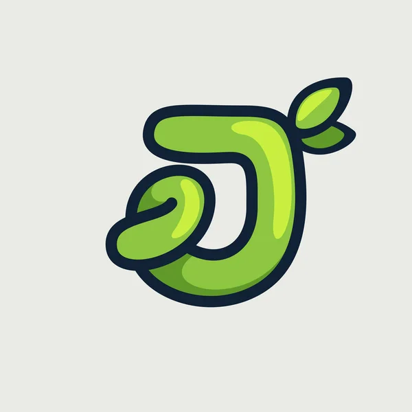 Vet Gedraaide Milieuvriendelijke Letter Logo Met Hand Getekend Door Een — Stockvector