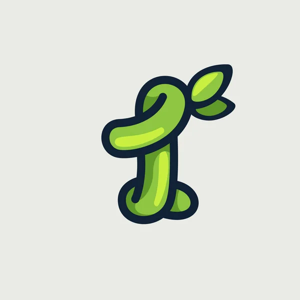 Tučně Kroucené Ekologické Logo Číslo Jedna Ručně Kreslené Značkou Zelené — Stockový vektor