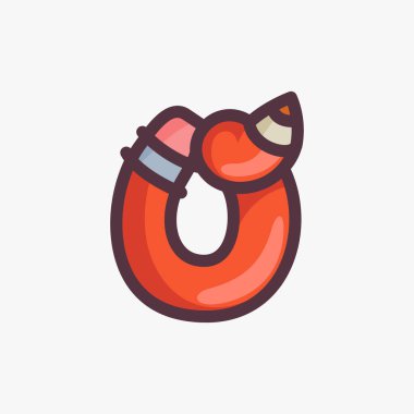 O harfi logosu bir kalemden yapılmış. Okul etkinlikleri, sanat kimlikleri, eğitim posterleri vs. için vektör yazı tipi.