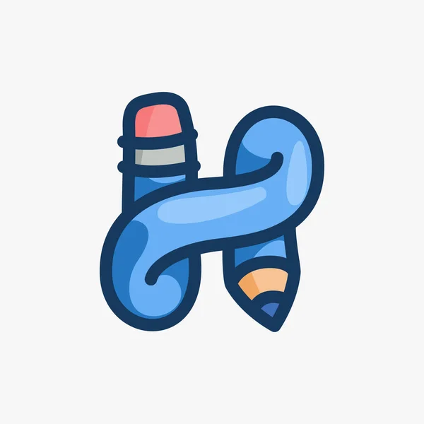 Letter Logo Made Pencil Vector Typeface Back School Events Art — 스톡 벡터