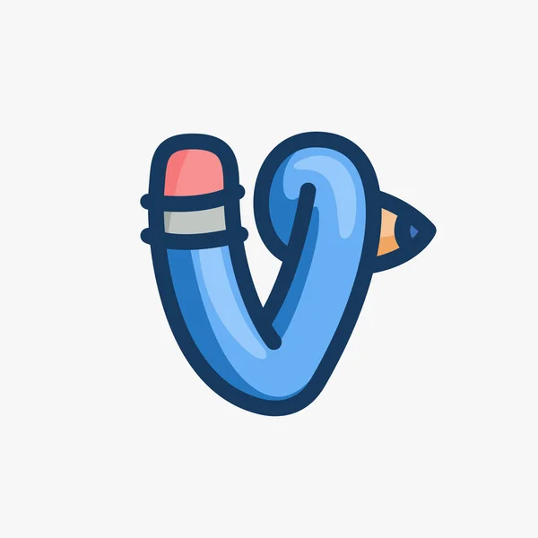 Letter Logo Made Pencil Vector Typeface Back School Events Art — 스톡 벡터