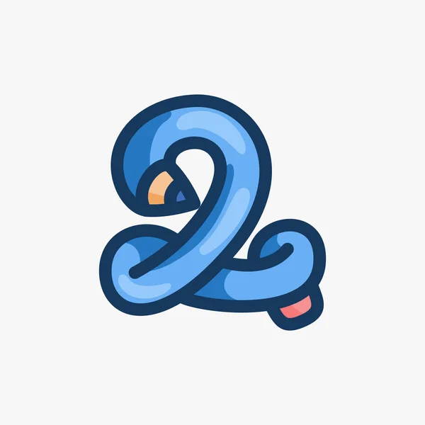 Number Two Logo Made Pencil Vector Typeface Back School Events — 스톡 벡터