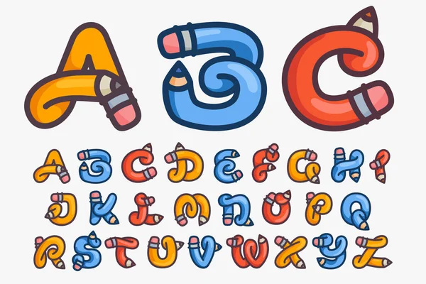 Alphabet Composé Crayon Caractère Vectoriel Des Événements Rentrée Scolaire Identité — Image vectorielle