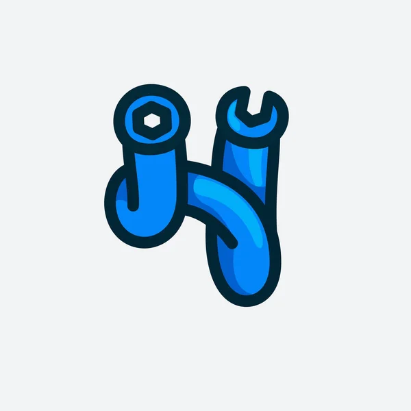 Логотип Номер Четыре Сделан Гаечного Ключа Векторный Шрифт Ремонтных Работ — стоковый вектор