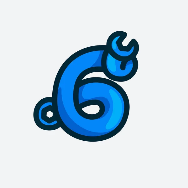 Logo Numéro Six Fait Une Clé Type Vectoriel Pour Les — Image vectorielle