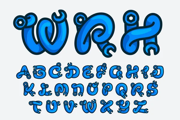 Alphabet Clés Molette Type Vectoriel Pour Les Services Réparation Identité — Image vectorielle