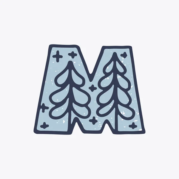 Letter Logo Forest Nordic Folk Art Style Background Scandinavian Font — Stock Vector