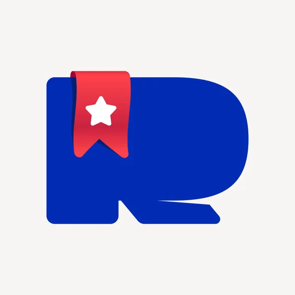 Schattig Vet Letter Logo Met Een Rode Bladwijzer Lint Witte — Stockvector