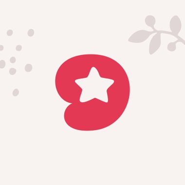 Noel ve 2022 yılbaşı tasarımlı dokuz numaralı logo. Aile hediyeleriniz, iş arkadaşlarınıza tebrik kartları ve tişört baskıları için mükemmel..