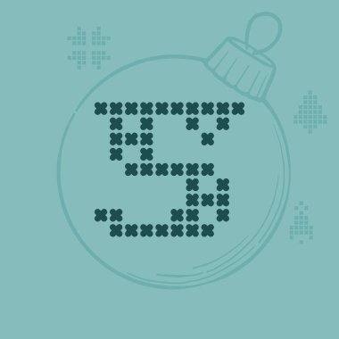 Beş numaralı logo kalın yuvarlak örgülerden yapılmıştır. İkramiye simgeleriyle düz stil harfler. 2022 yılbaşı için mükemmel, Çirkin Süveter Partisi, Noel hatıraları için top gibi dizayn edilmiş..