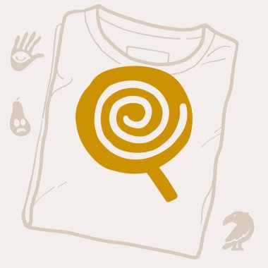 Şekerli Q harfi logosu. Cadılar Bayramı t-shirt tasarımınız için vektör şablonu.