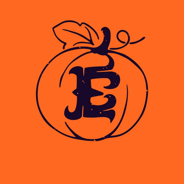 Logotipo Letra Calabaza Con Textura Grunge Fuente Estilo Gótico Con — Archivo Imágenes Vectoriales