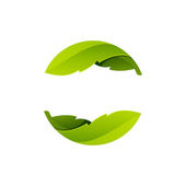 absztrakt szférában zöld levél logó