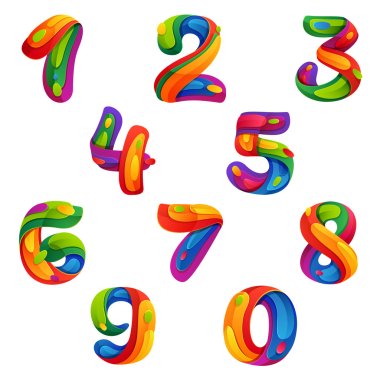 Numbers set in volume splash style clipart