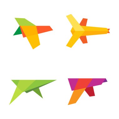 Paper origami airplane, bird, spaceship