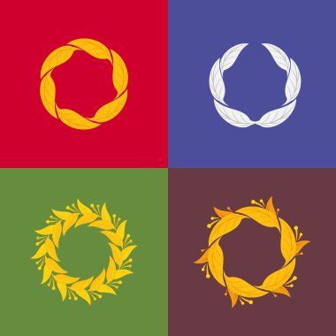 Wreaths icons on colorful backgrounds