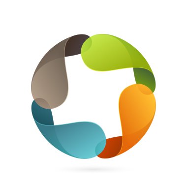 Abstract four petal star logo.
