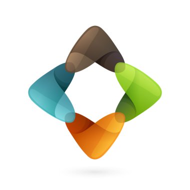 Abstract four petal star logo.