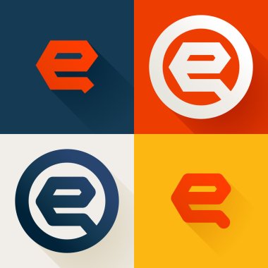 E letter line logo set