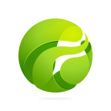 soyut yaprak yeşil küre logo.