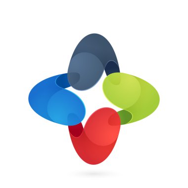Abstract four petal star logo.