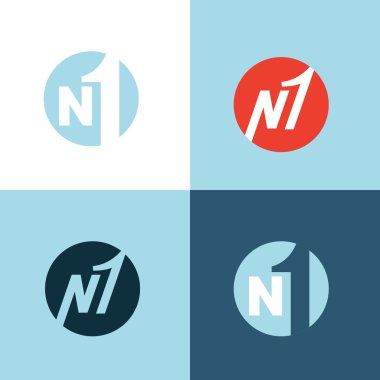 Number One flat style icons set