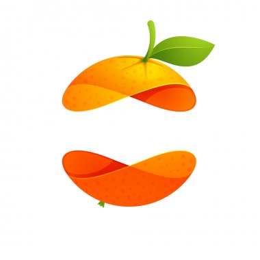 Orange fruit sphere with leaf logo
