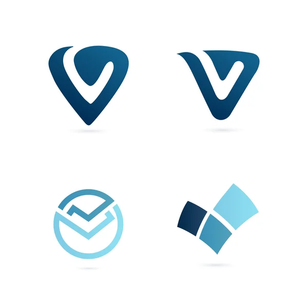 Blå V brev logotyp set — Stock vektor