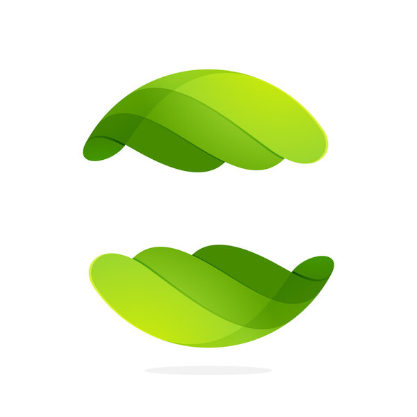 Abstract green leaf sphere logo.