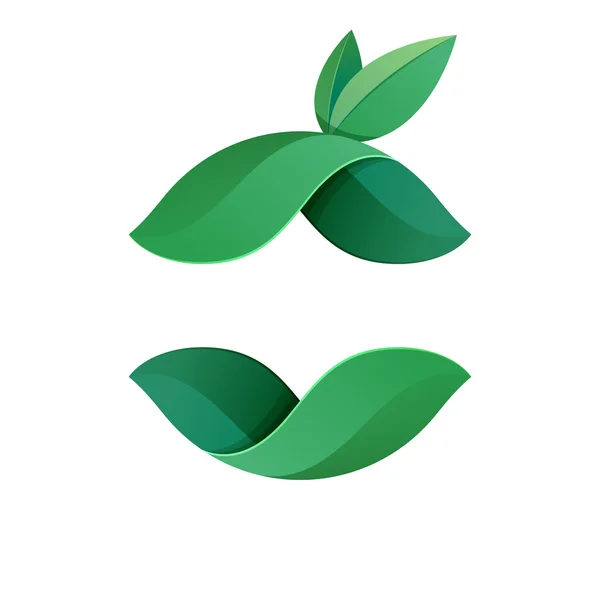 Astratto rotondo logo foglia verde — Vettoriale Stock