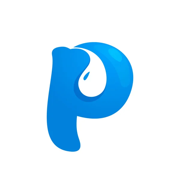 P letra gota de agua logo — Vector de stock