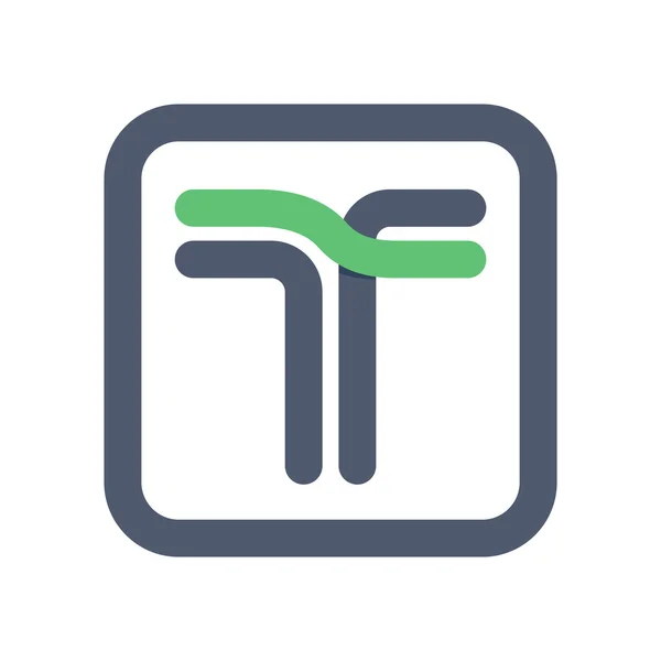 T letra linhas de cruzamento logotipo — Vetor de Stock