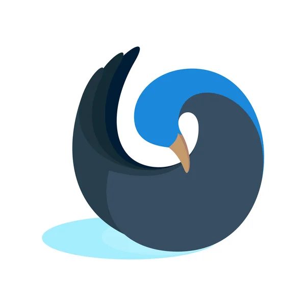 Torça o logotipo do pássaro ganso azul — Vetor de Stock