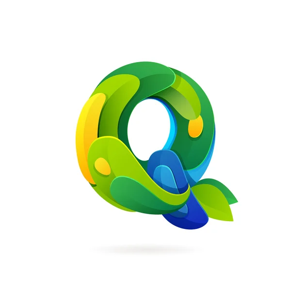 Q lettera eco logo — Vettoriale Stock