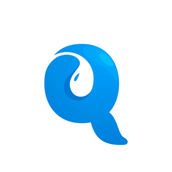 Q list wody kropla logo — Wektor stockowy