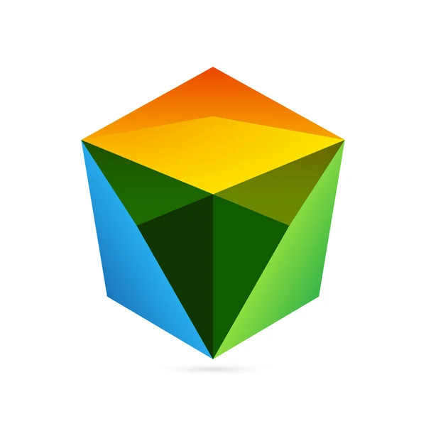 Colorido cubo V letra logotipo — Vetor de Stock
