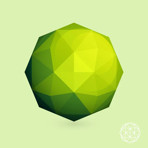 Abstract low-poly green sphere — 스톡 벡터