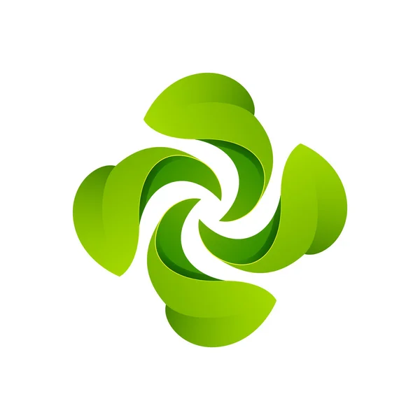 Streszczenie okrągły zielony liść logo — Wektor stockowy