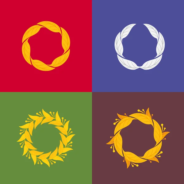 Wreaths icons on colorful backgrounds — Διανυσματικό Αρχείο
