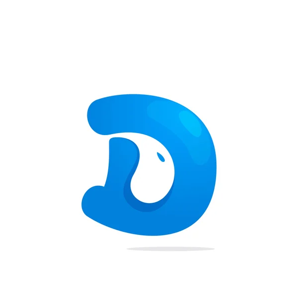 D betű víz csepp logó — Stock Vector