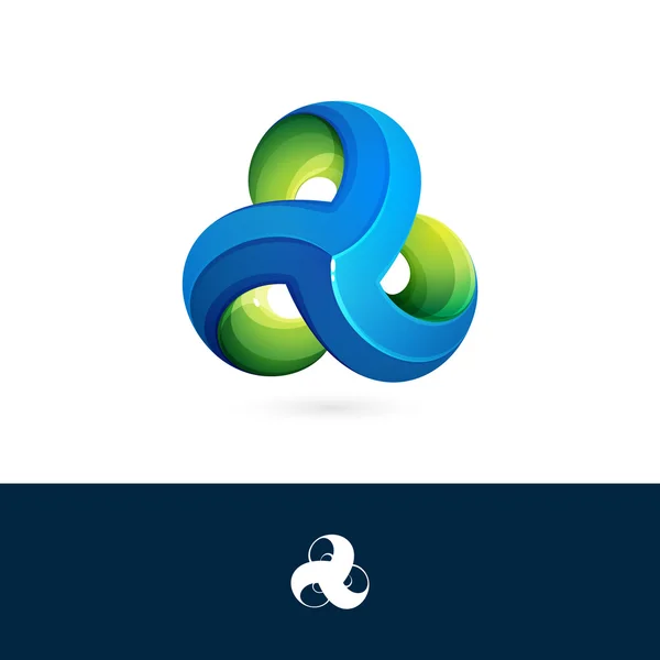 3 blue and green looped infinity logotype. — 스톡 벡터