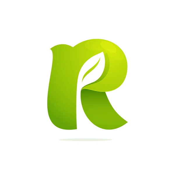 R letra eco logotipo icono de volumen — Vector de stock