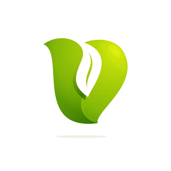 V brief eco logo volumepictogram — Stockvector