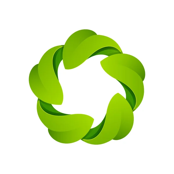 丸い緑の葉を抽象的なロゴ — ストックベクタ