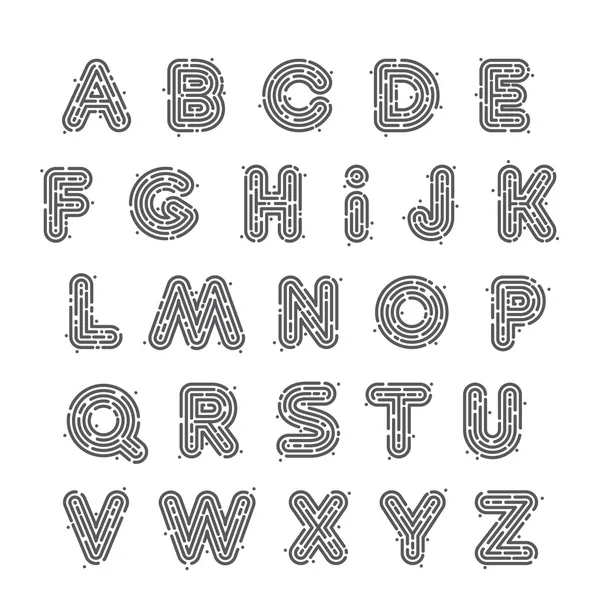 Línea huella dactilar letras del alfabeto Inglés — Archivo Imágenes Vectoriales
