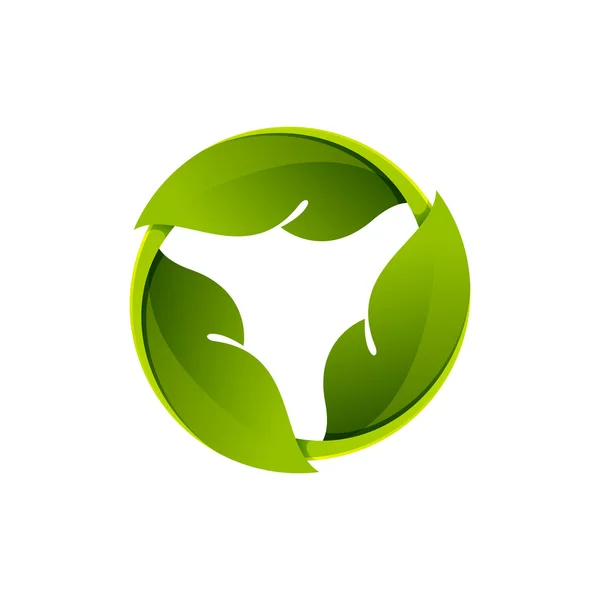 Abstracte gebied groene bladeren logo — Stockvector