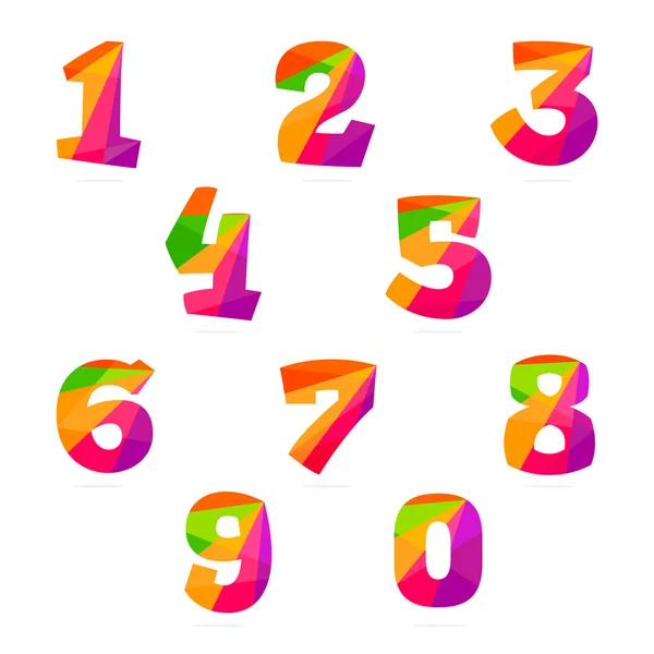 Numbers set in polygonal crystal style — Stock Vector