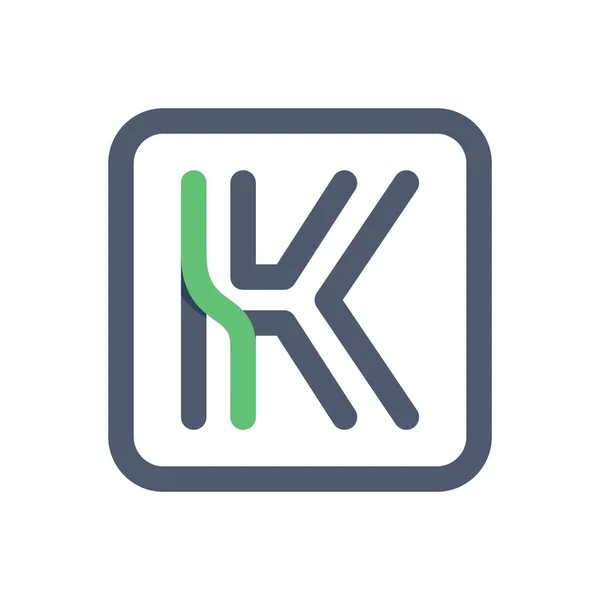 K lettera attraversamento linee logo — Vettoriale Stock