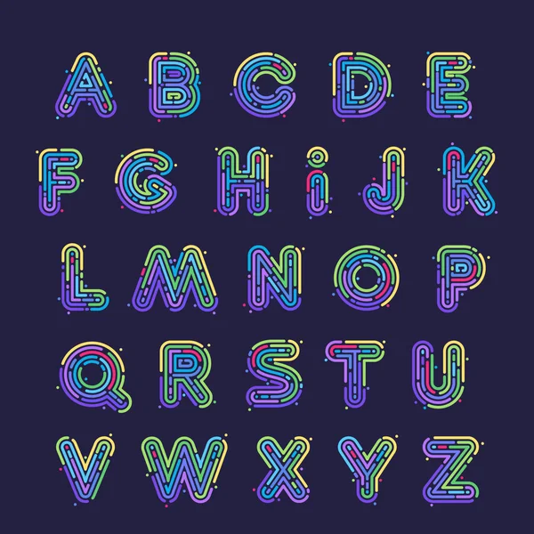 Ligne empreintes digitales Lettres alphabétiques anglaises — Image vectorielle